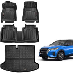 Custom Fit All Weather Floor Mats 2 Row & Trunk Cargo Liner Set Compatible for 2018-2023 2024 Nissan Kicks Accessories (Floor Mats+Cargo Liner)
