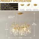EGM Gold Tree Branch Crystal Chandelier, 32 Inch Modern Raindrop Crystal Ceiling Light Fixtures 10-Light(E12), Hanging Round Chandeliers for Dining Room Living Room Bedroom Foyer