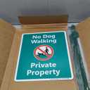 SmartSign 12 x 10 inch No Dog Walking - Private Property LawnBoss Yard Sign with 3 foot Stake, 40 mil Laminated Rustproof Aluminum, Multicolor, Set of 1, Made in USA