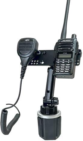 Lido Cup Holder Mount with Height Adjustment and Mic Holder for Anytone BaoFeng Icom Kenwood Yaesu Wouxon HT's