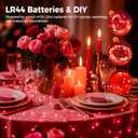 litogo 24 Pack Red Fairy Lights Battery Operated with Timer, 20 LED 3 Modes Twinkle Light, 7ft Waterproof Silver Wire Mini Small Bulk Mason Jar String Light, Decor for Wedding Party Christmas