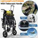 Transport Wheelchairs for Adults Lightweight Foldable Transport Chair with Telescopic Handle, Portable Folding Travel Transfer Wheel Chairs for Seniors