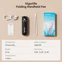 Mini Handheld Fan,USB Rechargeable 3 IN 1 Personal Cooler Fans with Power Bank,LED Flashlight,Small Foldable Portable Pocket Fan-Travel & Emergency Essentials for Outdoor Black