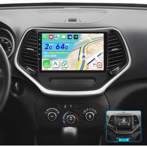 [2G+64G] 10.1 inch Radio for Jeep Cherokee 2013-2018, Android Touch Screen Cherokee Car Stereo, Carplay/Android Auto/EQ Audio/1080P/SWC/Bluetooth