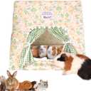 Guinea Pig Hideout Large with Curtain, Bunny Hideout, Machine Washable Guinea Pig Hide Tent Houses & Habitats, Small Animal Hideout for Pet Rabbit, Ferret, Rat, Chinchilla, Squirrel (Flower, Large)