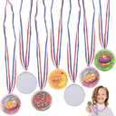 ArtCreativity Make Your Own Medals Kit, Set of 24 Custom Medals, DIY Award Medals for Kids with Patriotic Ribbons, Fun Craft Activity Kit for Parties, School and Home, Party Favors Medals