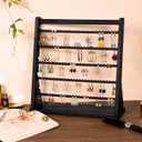 Poyilooo Earring Holder Organizer, Rustic Wood Earring Holder Stand, 5 Layer Jewelry Holder Organizer with 270 Earring Tree Holes Display Rack for Stud Earings & Hoop Earrings, Gifts for Women