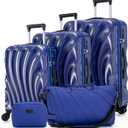 Cosbarn Luggage Sets 5 Piece Suitcases with Wheels, Suitcase Set, ABS+PC Hardshell Luggage set with Phone Holder Durable Travel Luggage with TSA Lock Spinner Wheels, Navy