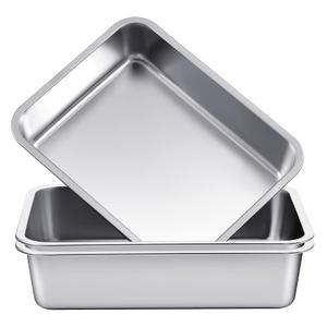 2 Pack Stainless Steel Commercial Bus Tubs Food Grade Meat Processing Tubs Lug Wash Basin Tote Box for Dishwashing, Kitchen, Restaurant, Utility (13 L)