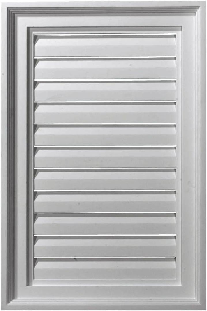 Ekena Millwork 16"W x 16"H Rectangle Urethane Gable Vent Louver, Functional