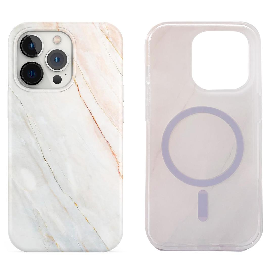Magnetic Case for iPhone 13 Pro Max 6.7 inch Compatible with MagSafe Charging Soft TPU Bumper Slim Shockproof Protective Cute Cover with Screen Protector(Abstract Retro Marble Stone)