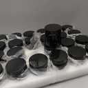 Domensi 48 Pcs 2 oz Glass Jars with Lids Travel Size Round Leakproof Empty Cosmetic Jars with Inner Liners Lid for Storing Makeup Lotions Face Cream Ointments DIY Making (Black)
