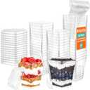 5oz Plastic Dessert Cups with Lids and Spoons - Appetizer Cups for Pudding, Parfait, Ice Cream, and Cocktails, BPA-Free, Clear Reusable Serving Cups, Elegant Design, Pack of 50