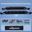 WOOWAVE Premium Kayak Roof Rack Pads Universal Soft Car Roof Rack Carrier for Canoe/Surfboard/Paddleboard/SUP/Snowboard with 6 Tie Down Straps, 2 Tie Down Rope, 2 Quick Loop Strap and Storage Bag