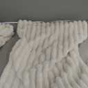 Bedsure Fluffy Duvet Cover Set - Ultra Soft Plush Shaggy Comforter Cover Twin Size, Warm Flannel Fleece Bed Sets for Winter, 2 Pieces (Striped Pattern, Coconut White)