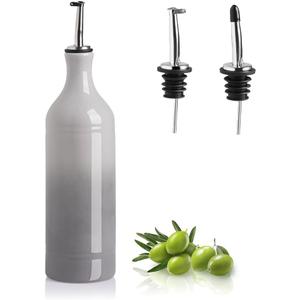 Sweejar Large Ceramic Olive Oil Dispenser Bottle, Opaque Oil Cruet Protects to Reduce Oxidation, Suitable for Storage Vinegar, Soy Sauce & Other Liquids, Pack of 1, 24 Fl Oz(Gradient Fog Gray)