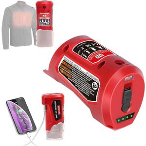 for Milwaukee M-12 12V Power Source Adapter with USB & Type C DC Port, Heated Jacket Charger Adapter for Milwaukee M-12 Battery 48-11-2420 48-11-2411 48-11-2401