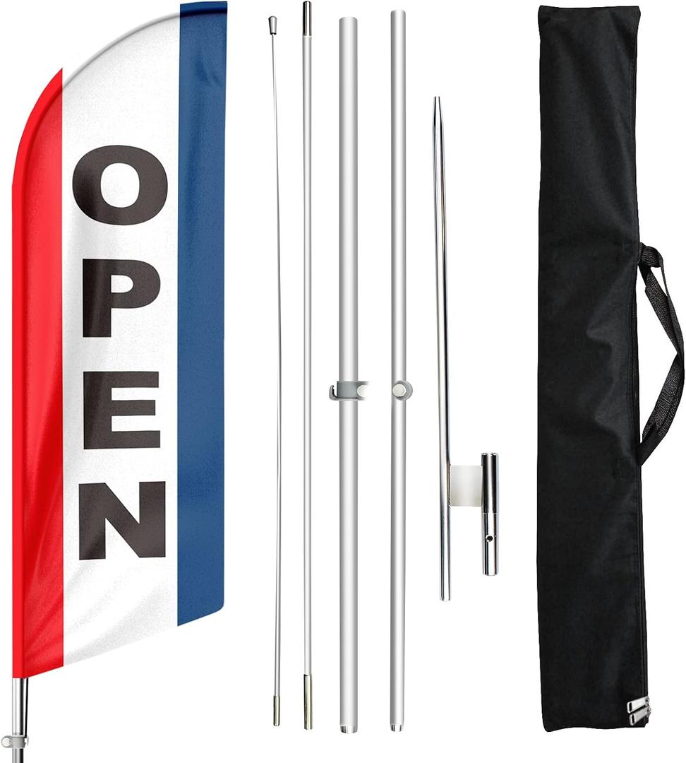 Feather Flag with Pole Kit and Ground Stake, Swooper Flag Advertising Banner for Businesses 11ft