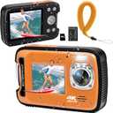 Underwater Camera 4K 48MP Autofocus Selfie Dual Screen Waterproof with Floating Strap and 32GB Card, 17FT Compact Waterproof Digital Camera for Snorkeling