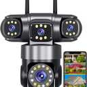 4-Lens Security Cameras Wireless for Home Surveillance Outdoor, Indoor, 4 * 2MP FHD Resolution, PTZ 360Coverage, WiFi Connection, 2-Way Audio Talk, Color Night Vision, AI Motion Detecting