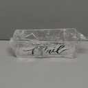 MyGift Premium Clear Acrylic Mail Holder with Decorative Black Cursive Mail Label, Modern Wall Mounted or Tabletop Mailbox, Letter Storage Organizer Box