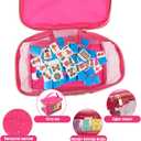 Empty Mahjong Tile Bag, 9.45x6.3x4.72in Pink Waterproof PVC Mahjong Mah Jong Tile Holder Rack Storage Pouch Travel Bags with Zipper Transparent for Game Lovers Accessories (Rose Red)