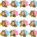 Fuutreo 48 Pcs Honey Bee Cutout for Bulletin Board Decoration with Photo Yellow Cute Bee Paper Cutouts Wall Decor with 100 Pcs Glue Points DIY Craft Photo Classroom Door Party Office