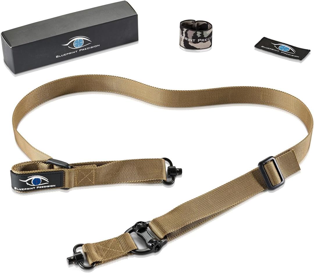 Rifle Sling - Durable Two Point Sling with Fast Adjust Pull Tab, Dual QD Mounts & Free Camo Sling Band