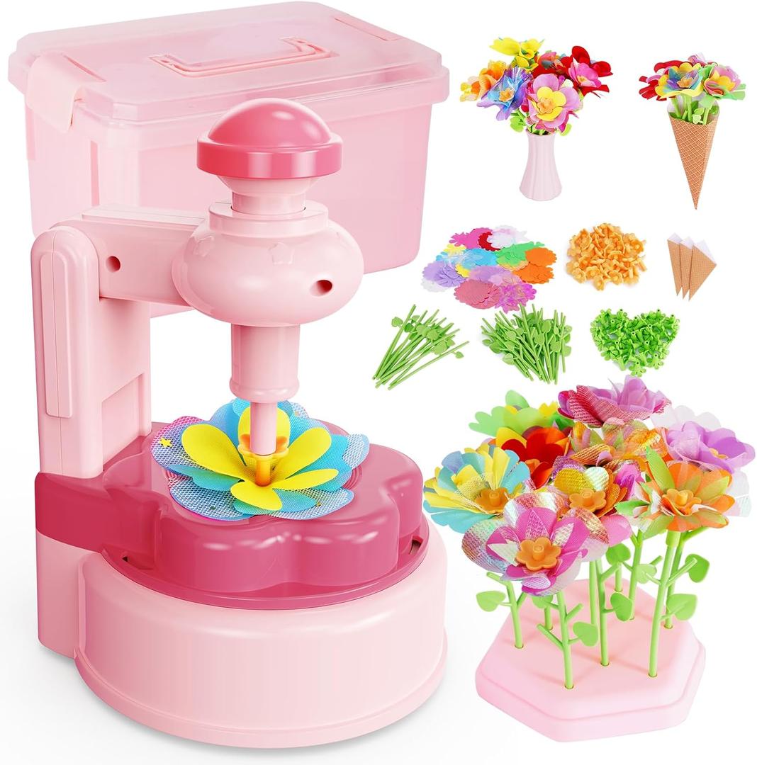 MISSOLO DIY-Crafts for Kids-Toys for Ages 4-13-Arts and Crafts for Kids-Develop Children's Critical Thinking Skills-Gifts for Kids-Fabric Flower Bouquets Toy -SIncludes Toy Storage Box (Pink)