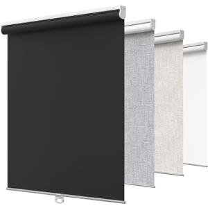 GENIMO 100% Blackout Roller Window Shades, Window Blinds Cordless with Thermal Insulated, UV Protection Fabric, Mini French Door Blinds for Home, Bedroom, Office, Black, 20" W X 72" H