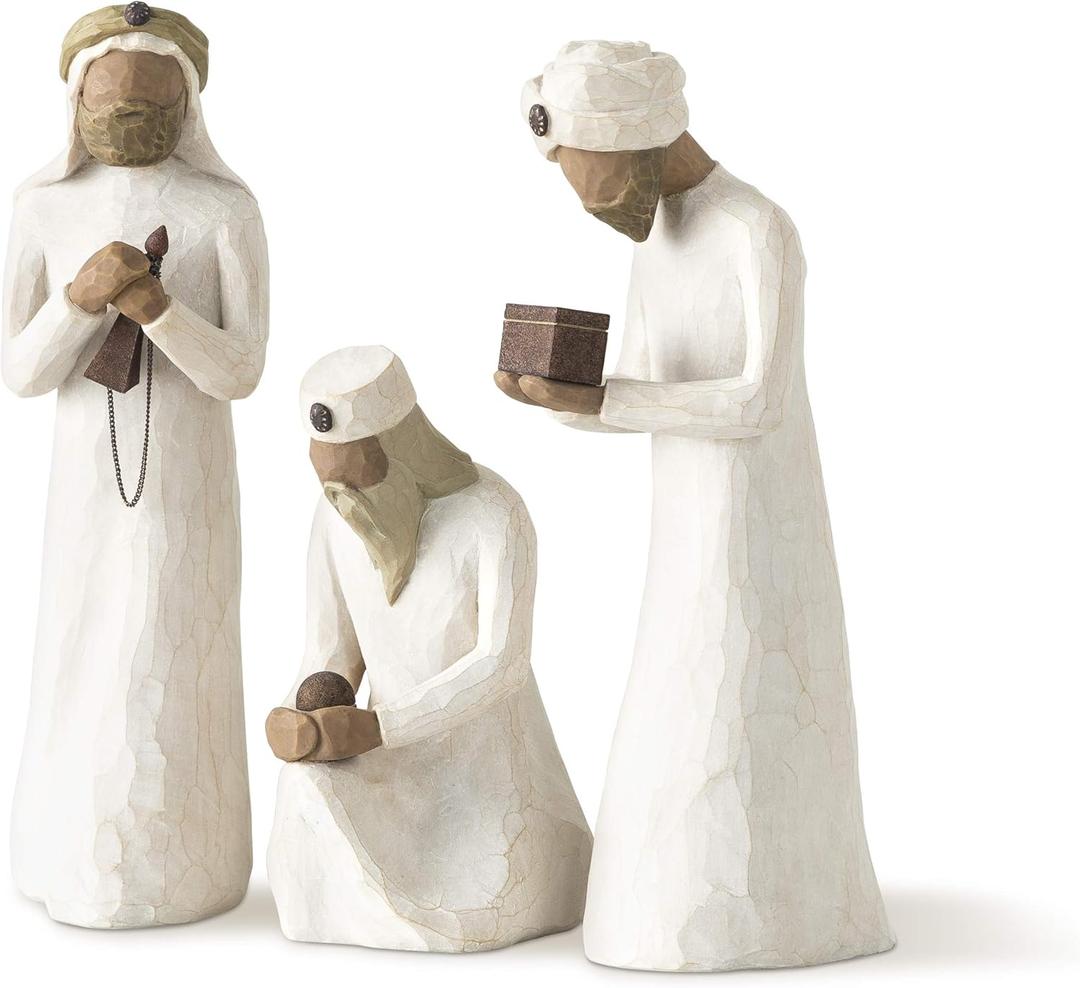 Willow Tree The Three Wisemen, Follow a Star to Find the Light of the World, Set of Walking, Bowing, Kneeling Figures Carrying Gifts for Holy Family, Sculpted Hand-Painted Figures for Classic Nativity