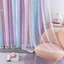 XiDi Blackout Curtains for Girls Bedroom Decor 63 inches Long Window Curtains Colorful Rainbow Design 2 Panel Sets, Kids Room Unicorn Princess Theme Home Decor Ombre Drapes Pink/Purple W34 X L63