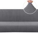 H.VERSAILTEX Armless Futon Cover Stretch Sofa Bed Slipcover Protector Elastic Feature Rich Textured High Spandex Small Checks Jacquard Fabric Futon Cover, Machine Washable, Gray