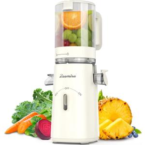 Cold Press Juicer, Zasmira Juicer Machines with Large Feeding Chute, Powerful Slow Juicer with Pulp Seperation, 99.6% Juice Purity, Easy to Clean, White