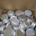 200 Pack Metal Tins Aluminum Containers with Lids Screw Top Round Tin Cans for Cosmetic Lip Balm DIY Salves Candles Wax with 5 Markers 10 Sheets Label Stickers (1 oz, Silver)