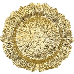 Henilosson 13 inch Gold Charger Plates,Round Plastic Reef Plate Chargers for Dinner Plates,Wedding,Party Elegant Decoration Place mats (24, GOLD) (Reef Gold)