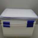 IRIS USA WeatherPro 27 & 44 Qt Storage Bins with Lids, 4 Pack, BPA-Free Plastic Gasket Box with Tight Latch and Seal, Stackable Nestable Tote Tub - Clear/Blue