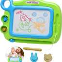 Toddler Toys for Girls Boys Age 3 4 5 Year Old, Magnetic Drawing Board with 1 Pen, Erasable Writing Doodle Board for Kids with 2 Stamps, A Etch Birthay Gift for 3 Year Old Travel Toys Sketch Boards (Green)