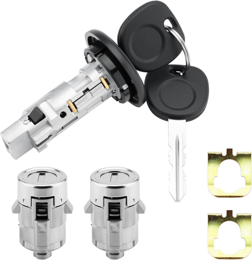 Ignition Switch Lock Cylinder & Door Lock Cylinders, Compatible with 2003-2007 Chevy Avalanche Silverado Suburban Tahoe, GMC Sierra Yukon, Cadillac Escalade, Replace#: 707835 + 706592 X2 + 598007 X2 (7012945)