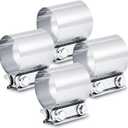 ELSHINE 1.5 Inch Exhaust Clamp1.5 Butt Joint Band Clamp Exhaust Pipe Clamps Muffler Sleeve Coupler Stainless Steel 304 for Pipes,Mufflers,Catalytic Converters 4PCS