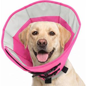 Soft Dog Cone, Adjustable Dog Cone Collar Alternative for Large Dogs, Comfy Pet Cones for Dogs to Stop Licking, Protective E-Collar After Surgery for Wound Healing, Pink XL