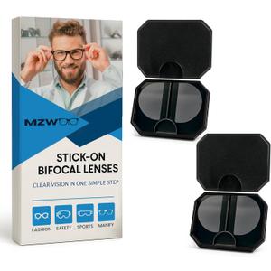 2 Pack Stick On Bifocal Lenses for Sunglasses, Convert Eyewear into Reading Glasses, Reusable & No Water Required, +1.5