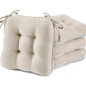 BETU Chair Cushions for Dining Chairs Set of 4, 3.5" Thick Kitchen Table Chair Pads with Ties, Non Slip Backing and Covers, Seat Cushion for Dining Room, Bar, Patio Chairs, 16"X16"X3.5", Beige