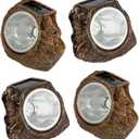 EiGreen 4 Pack Solar Garden Rock Lights Outdoor Decorative, 10 LED Waterproof Yard Pathway Lights,Solar Spot Lights Outdoor, for Ideal for Garden Walkway Pathway Patio (Warm White)