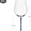 LUXU Wine Glasses(32oz) with Long Blue Stem & Clear Base,Luxury Crystal Red & White Wine Glasses Set of 2, Hand Blown,New World Designed Goblet in Premium Box,Perfect idea for Wine Lovers