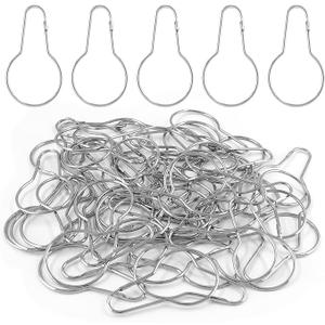 BokWin 50 Pcs Metal Shower Curtain Hooks,2.7 Inch Silver Clip Bulk Shower Curtain Ring Hangers for Bathroom Bedroom