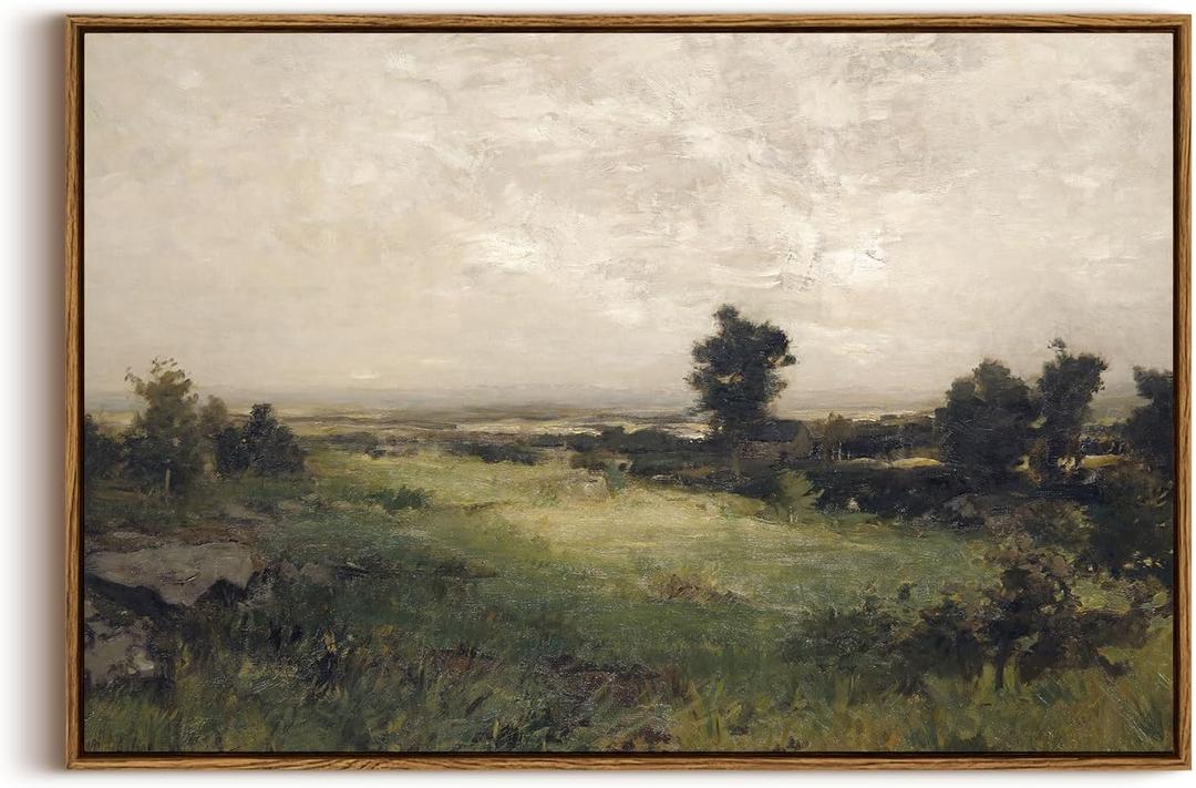 InSimSea Framed Canvas Wall Art Vintage Decor, Large Wall Art, Wild Field Landscape Painting Prints, Cottagecore Wall Decor for Living Room, Bedroom, Bathroom, Office Decorations, 20"x30"