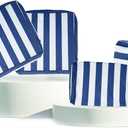 Patio Cushion Covers Replacement, Waterproof, Fade Resistant, Outdoor Sectional Cushion Slipcovers for Furniture, Couch, seat (Blue White, 4pcs)