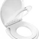 Toilet Seat with Toddler Seat, Potty Training Toilet Seat Round 2 in 1 Soft Close Quiet No Slapping, Magnetic Absorption, Easy to Install and Clean,White