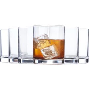 US Acrylic Classic Clear Plastic Reusable Drinking Glasses (Set of 6) 12oz Rocks Cups | BPA-Free Tumblers, Made in USA | Top-Rack Dishwasher Safe